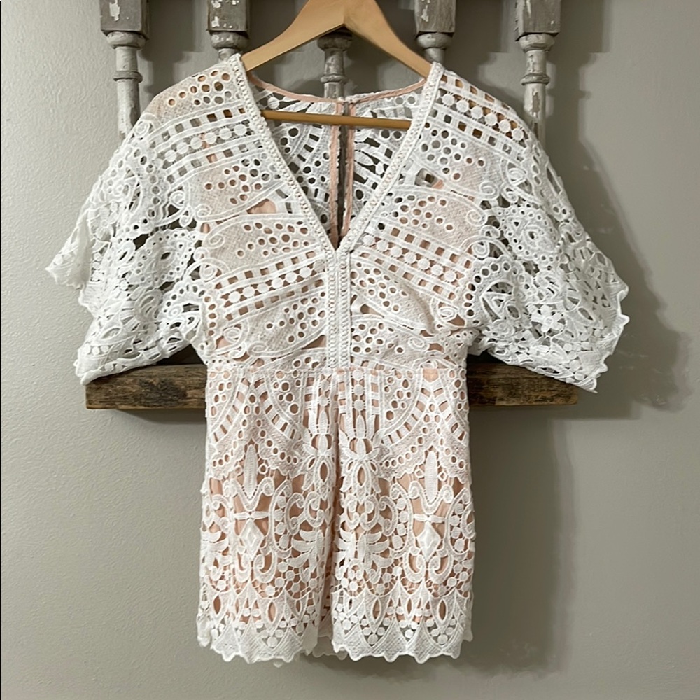 The Room White Lace Romper